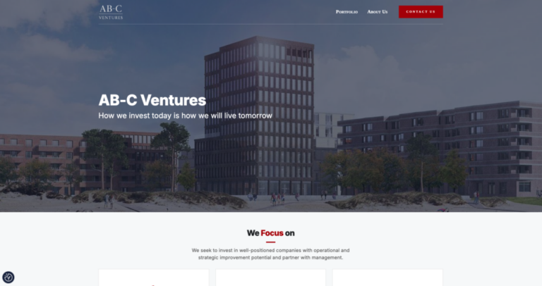 Venture fund website with portfolio